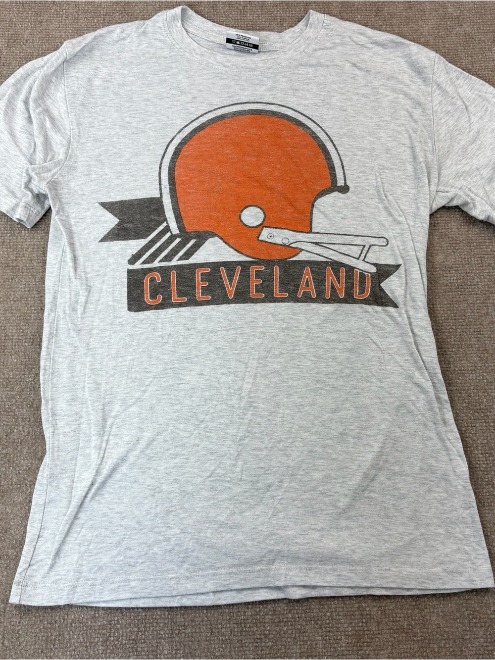 NFL Cleveland Browns Graphic Helmet Tee - Heather Gray & Orange